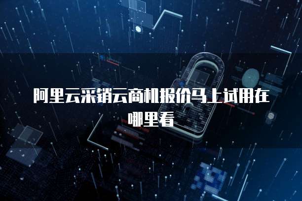 阿里云采销云商机报价马上试用在哪里看