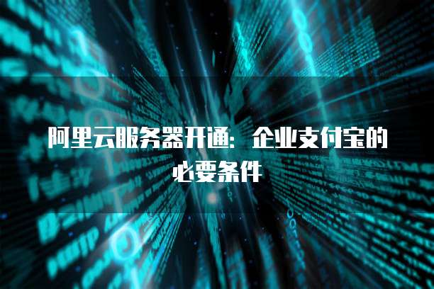 阿里云服务器开通:企业支付宝的必要条件