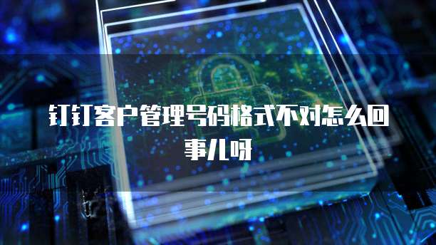 钉钉客户管理号码格式不对怎么回事儿呀
