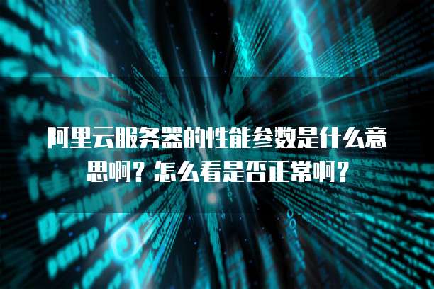 阿里云服务器的性能参数是什么意思啊?怎么看是否正常啊?