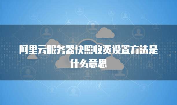 阿里云服务器快照收费设置方法是什么意思