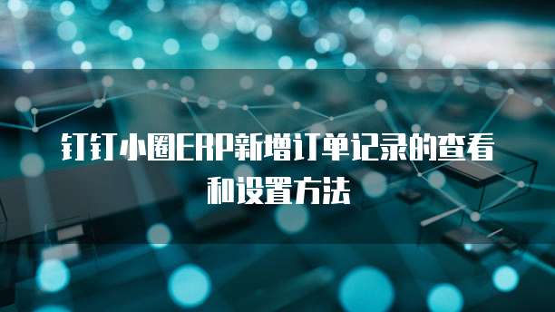钉钉小圈ERP新增订单记录的查看和设置方法