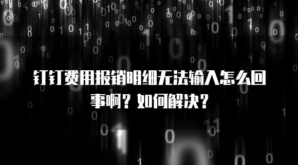 钉钉费用报销明细无法输入怎么回事啊?如何解决?