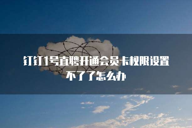 钉钉1号直聘开通会员卡权限设置不了了怎么办