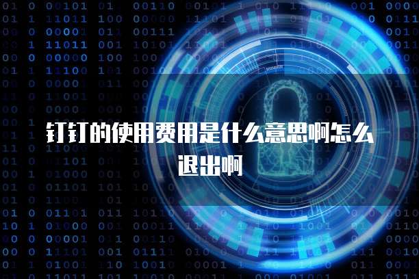 钉钉的使用费用是什么意思啊怎么退出啊