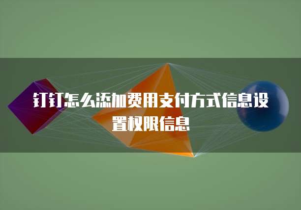 钉钉怎么添加费用支付方式信息设置权限信息