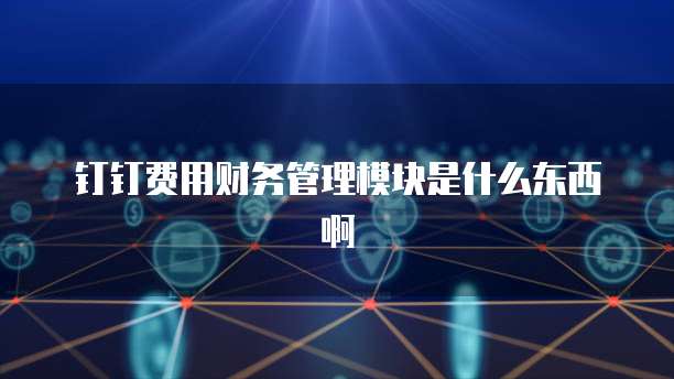钉钉费用财务管理模块是什么东西啊