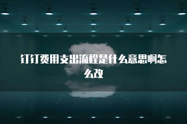钉钉费用支出流程是什么意思啊怎么改