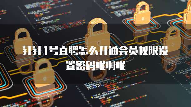 钉钉1号直聘怎么开通会员权限设置密码呢啊呢