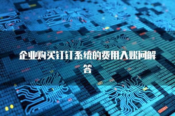 企业购买钉钉系统的费用入账问解答