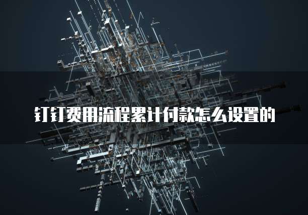 钉钉费用流程累计付款怎么设置的