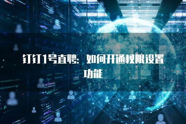 钉钉1号直聘:如何开通权限设置功能