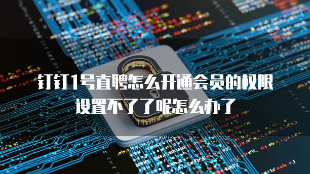 钉钉1号直聘怎么开通会员的权限设置不了了呢怎么办了