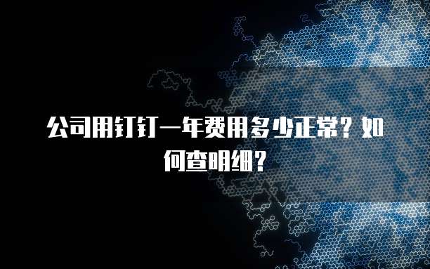 公司用钉钉一年费用多少正常?如何查明细?