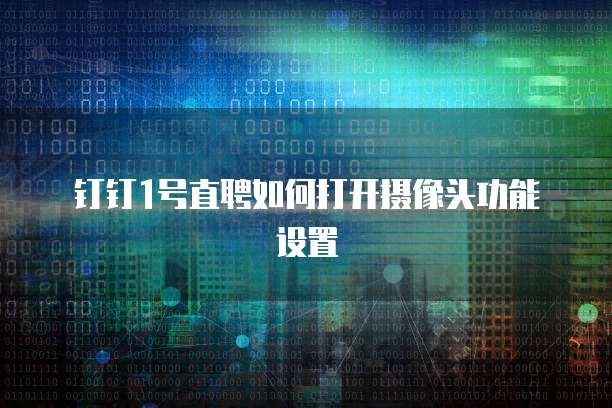 钉钉1号直聘如何打开摄像头功能设置