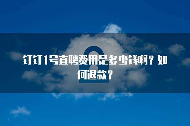 钉钉1号直聘费用是多少钱啊？如何退款？