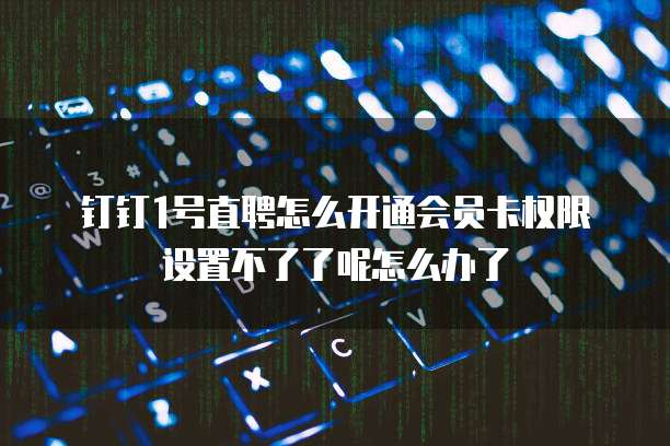 钉钉1号直聘怎么开通会员卡权限设置不了了呢怎么办了