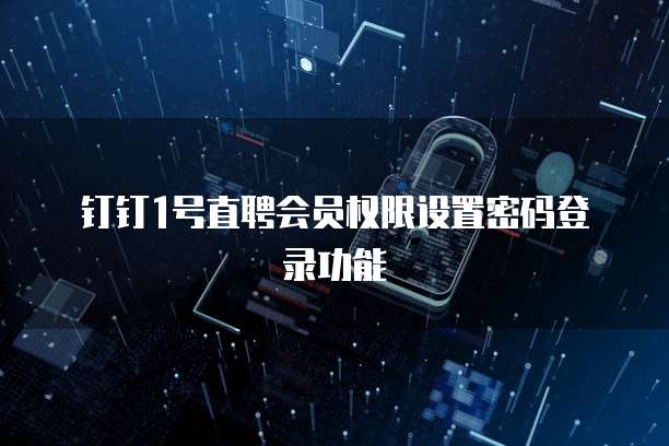 钉钉1号直聘会员权限设置密码登录功能