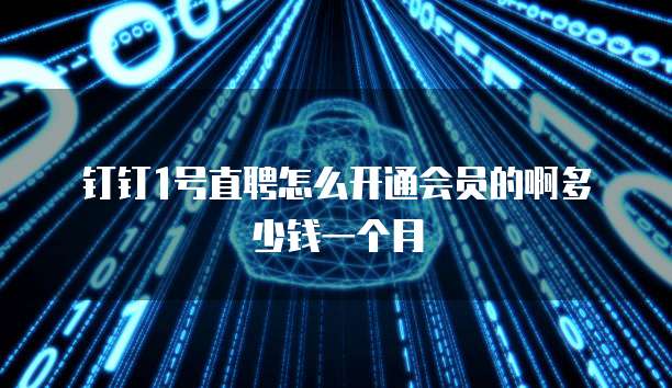 钉钉1号直聘怎么开通会员的啊多少钱一个月