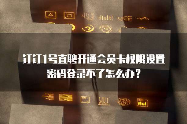 钉钉1号直聘开通会员卡权限设置密码登录不了怎么办?