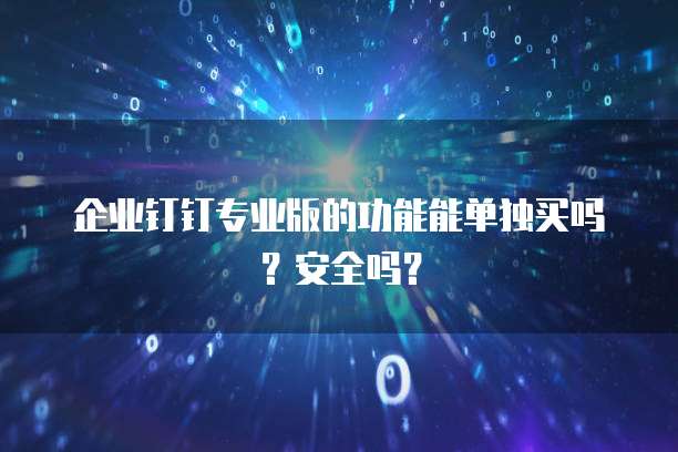 企业钉钉专业版的功能能单独买吗？安全吗？
