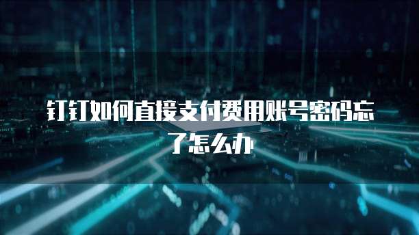 钉钉如何直接支付费用账号密码忘了怎么办