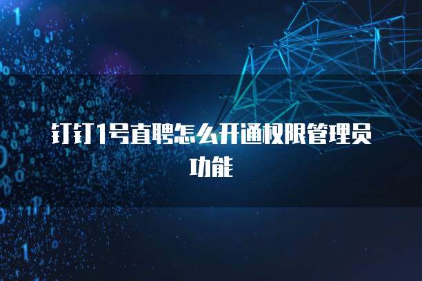 钉钉1号直聘怎么开通权限管理员功能