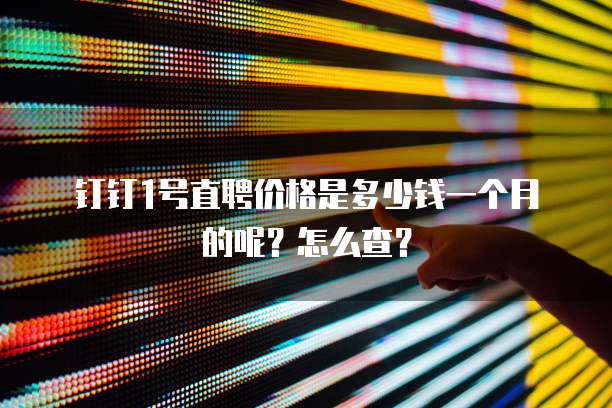 钉钉1号直聘价格是多少钱一个月的呢?怎么查?