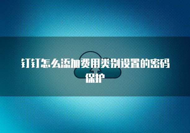 钉钉怎么添加费用类别设置的密码保护