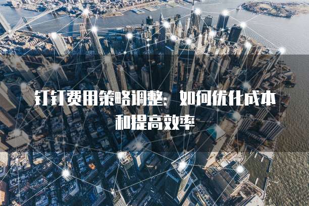 钉钉费用策略调整:如何优化成本和提高效率
