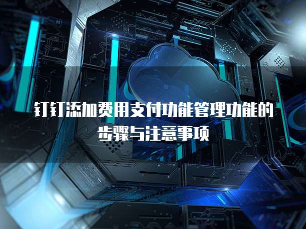 钉钉添加费用支付功能管理功能的步骤与注意事项
