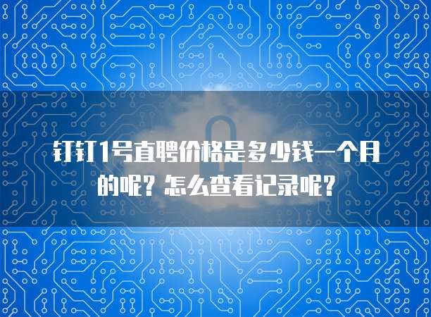 钉钉1号直聘价格是多少钱一个月的呢?怎么查看记录呢?