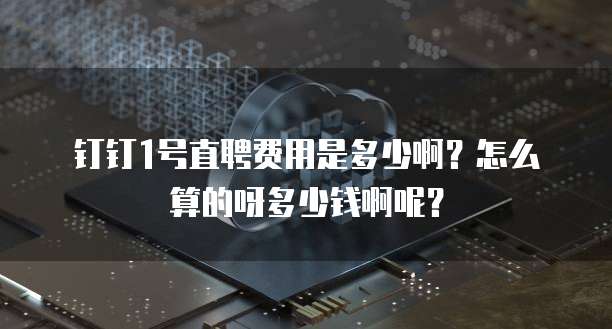 钉钉1号直聘费用是多少啊?怎么算的呀多少钱啊呢?