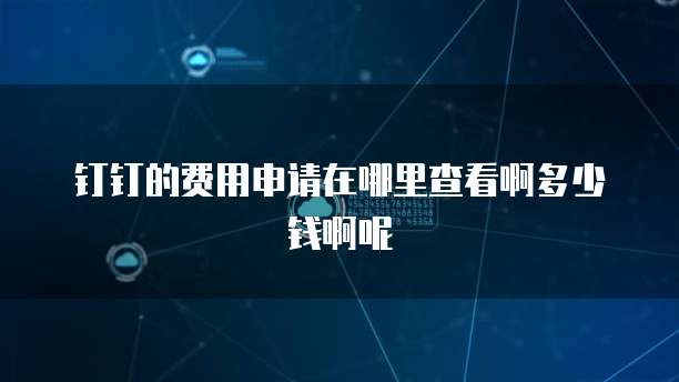 钉钉的费用申请在哪里查看啊多少钱啊呢