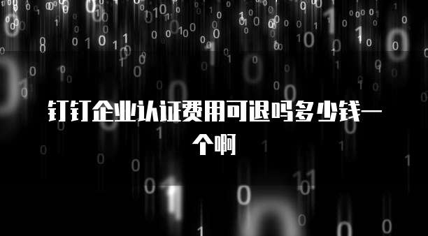 钉钉企业认证费用可退吗多少钱一个啊