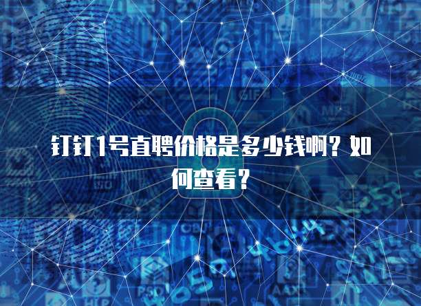 钉钉1号直聘价格是多少钱啊?如何查看?