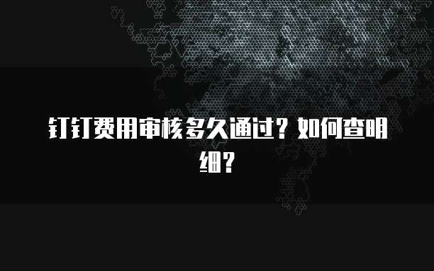 钉钉费用审核多久通过？如何查明细？