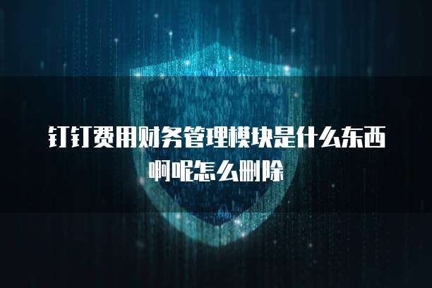 钉钉费用财务管理模块是什么东西啊呢怎么删除