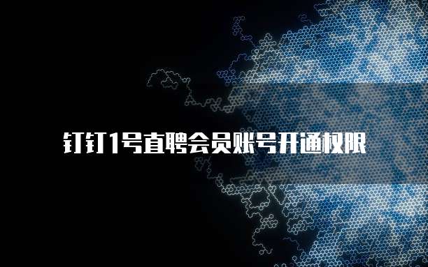 钉钉1号直聘会员账号开通权限
