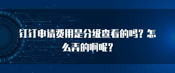 钉钉申请费用是分级查看的吗?怎么弄的啊呢?