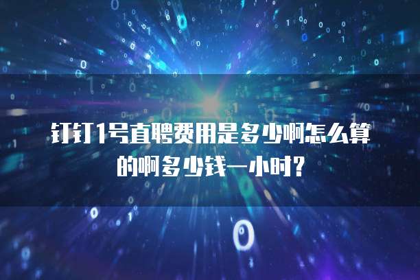 钉钉1号直聘费用是多少啊怎么算的啊多少钱一小时?
