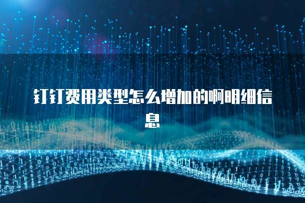钉钉费用类型怎么增加的啊明细信息