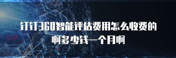 钉钉360智能评估费用怎么收费的啊多少钱一个月啊