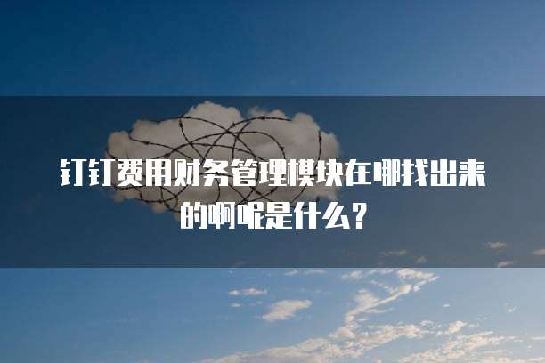 钉钉费用财务管理模块在哪找出来的啊呢是什么?