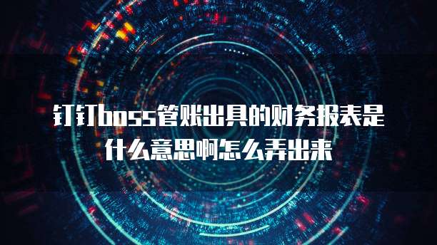 钉钉boss管账出具的财务报表是什么意思啊怎么弄出来