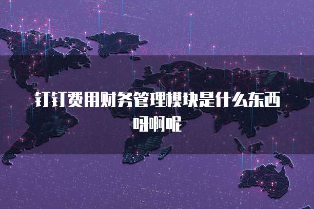 钉钉费用财务管理模块是什么东西呀啊呢