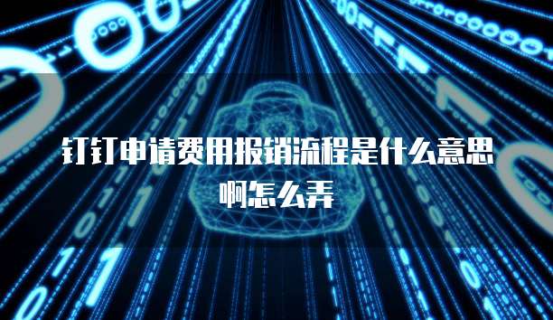 钉钉申请费用报销流程是什么意思啊怎么弄