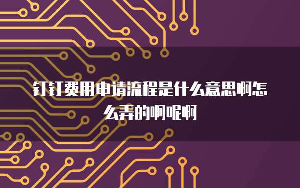 钉钉费用申请流程是什么意思啊怎么弄的啊呢啊