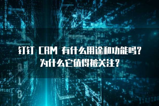 钉钉 CRM 有什么用途和功能吗?为什么它值得被关注?
