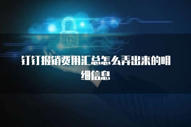 钉钉报销费用汇总怎么弄出来的明细信息
